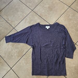 Ann Taylor Loft Gray 3/4 Sleeve Shimmer Sweater Sz XS